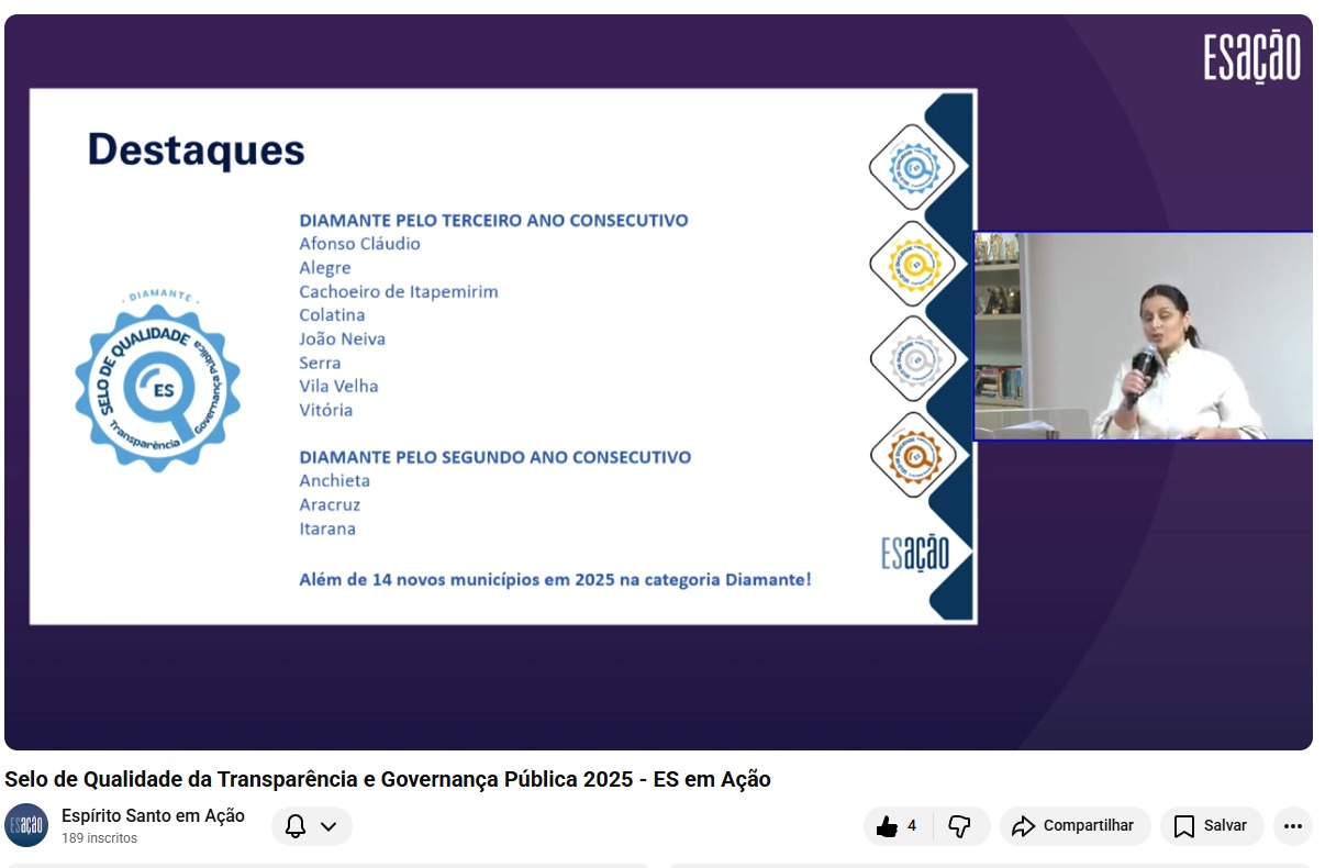O reconhecimento coloca João Neiva novamente entre as administrações públicas mais transparentes do Espírito Santo.